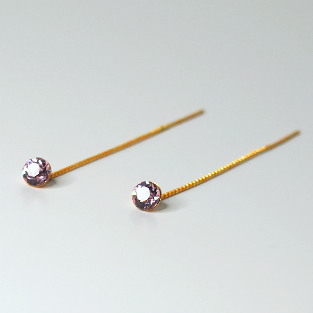 925 SILVER THREAD CRYSTAL EARRINGS