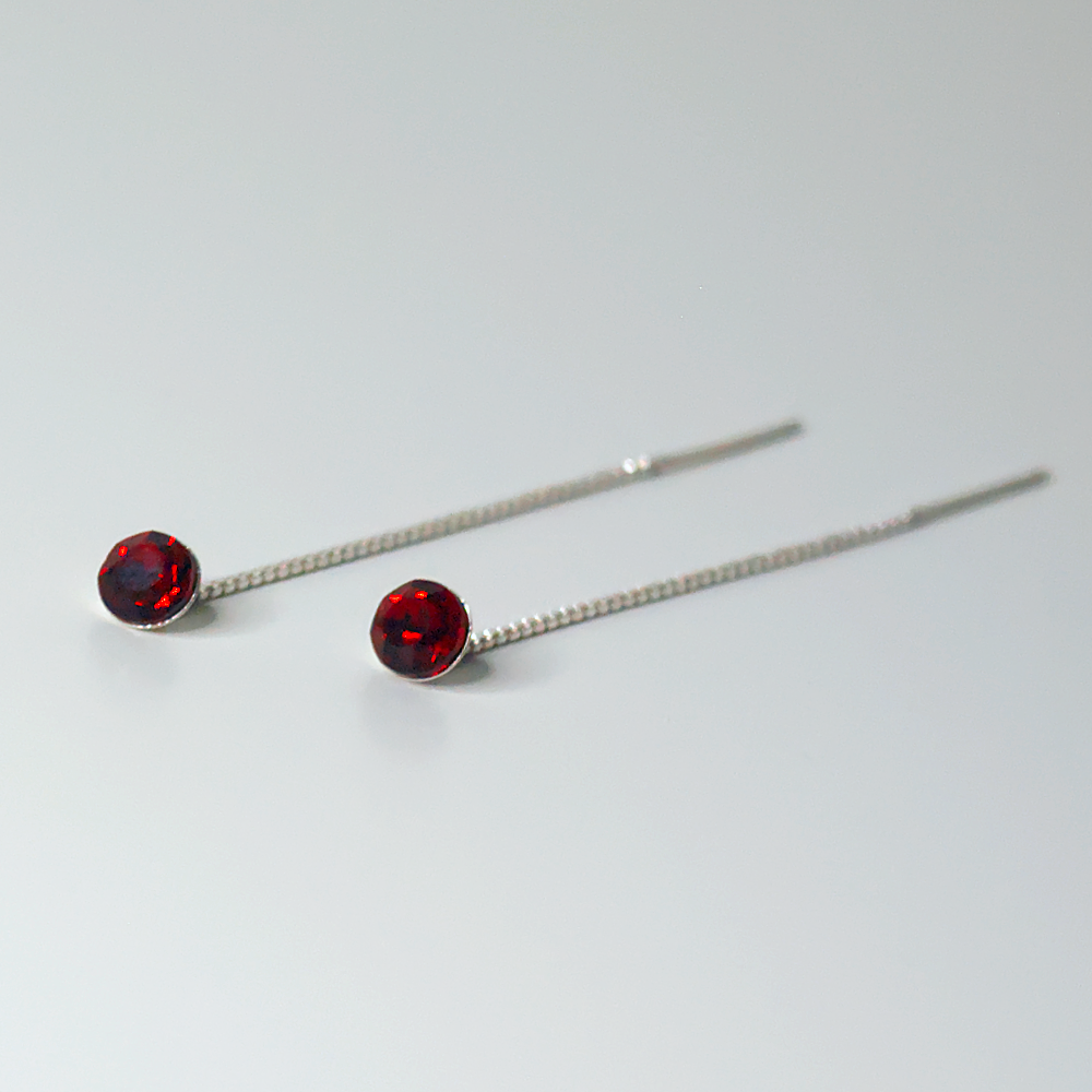 925 SILVER THREAD CRYSTAL EARRINGS