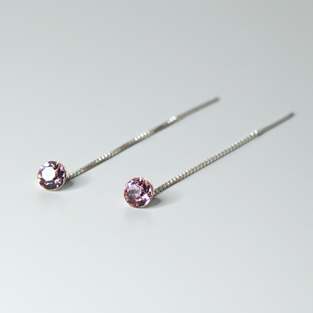 925 SILVER THREAD CRYSTAL EARRINGS